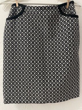 Worth Black and White Geometric Pencil Skirt, Size 2